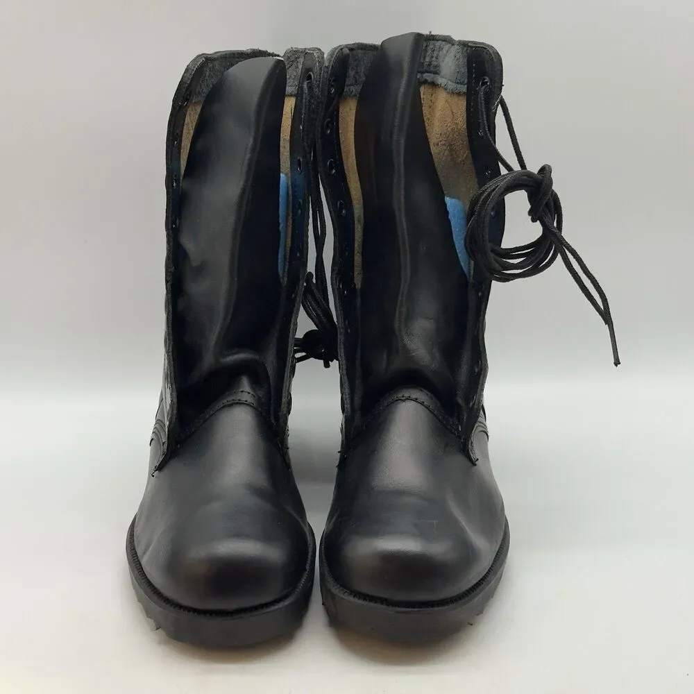 NOS Vintage PJ 1973 Ro Search Military Combat Boots Men 7W Black Leather Lace Up